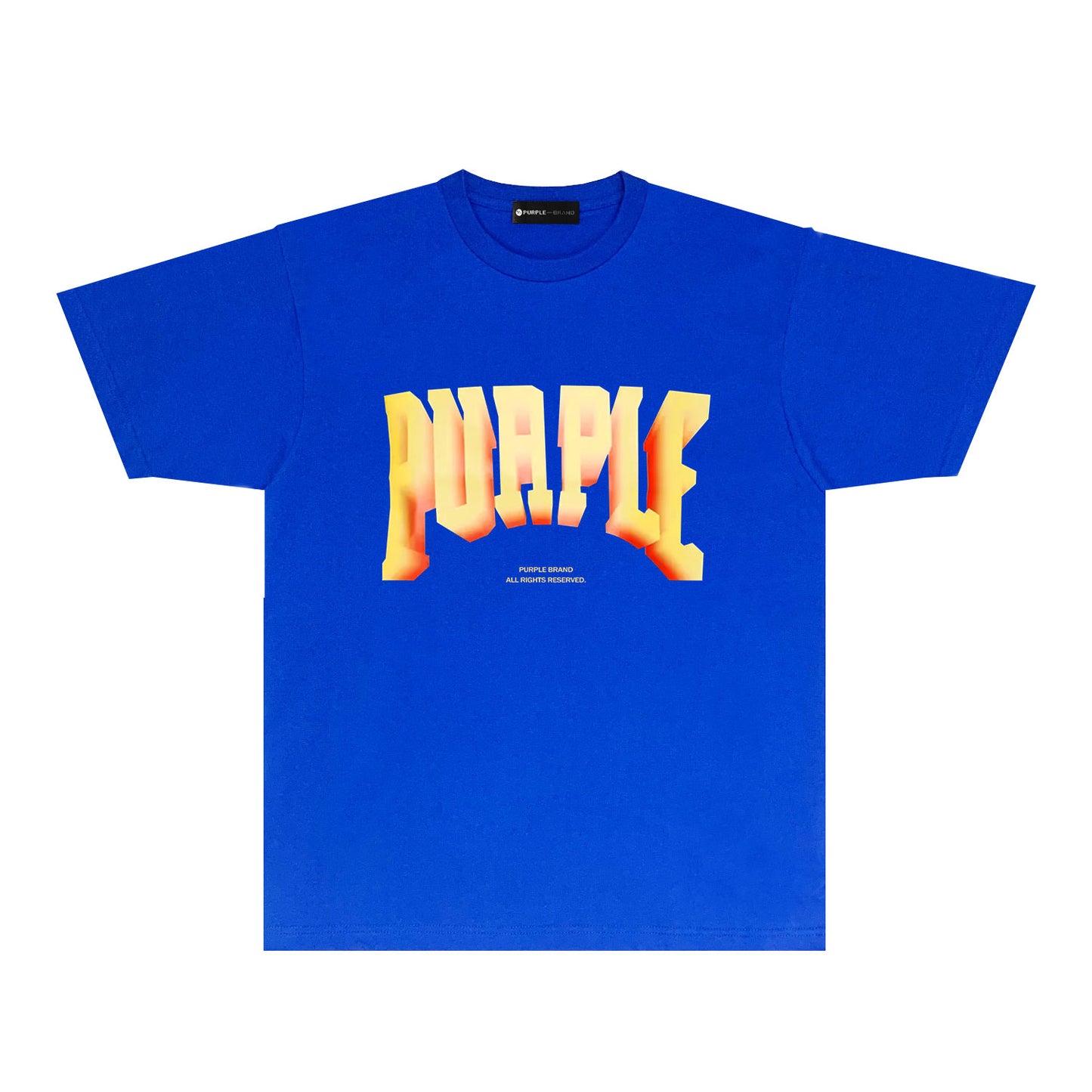 Purple Flame Orange Letter Graphic T-Shirt Short Sleeve Casual Streetwear Tee PUR103