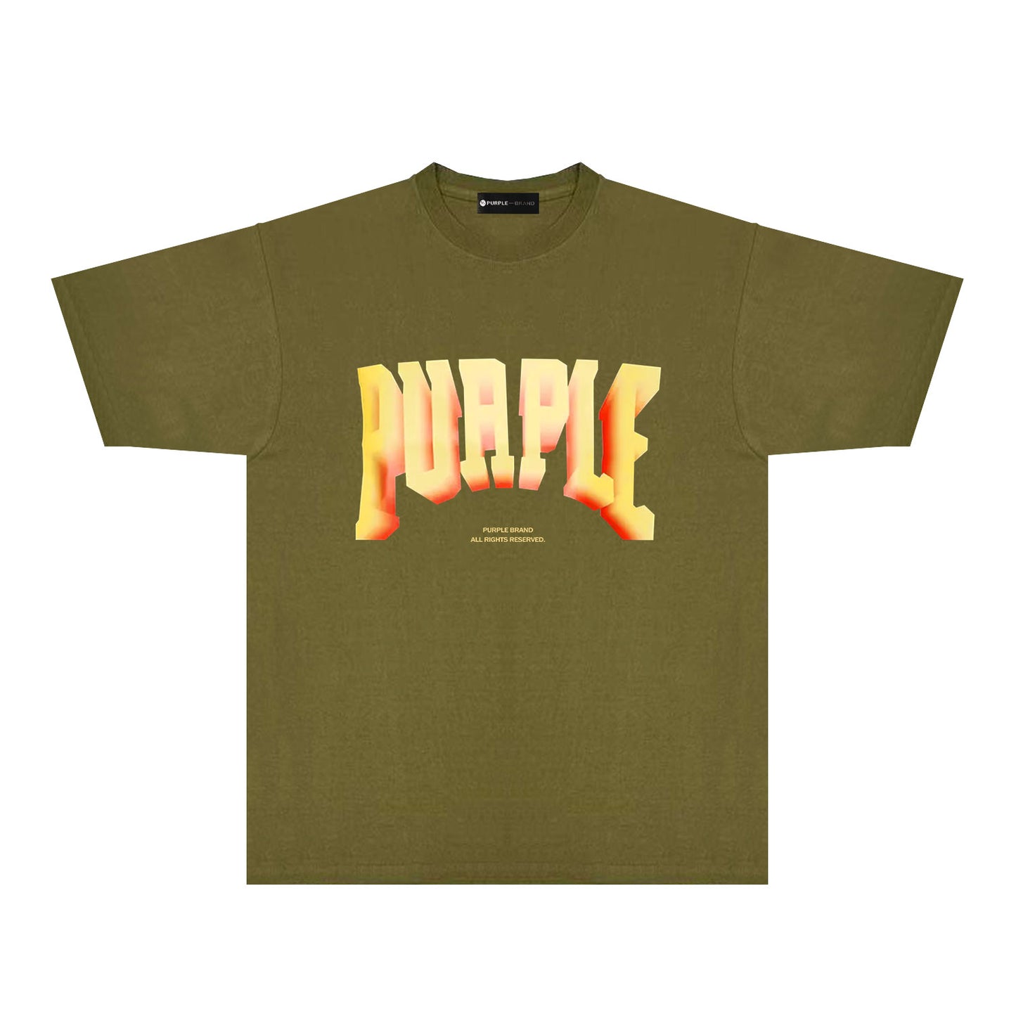 Purple Flame Orange Letter Graphic T-Shirt Short Sleeve Casual Streetwear Tee PUR103