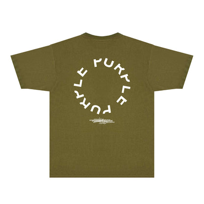 Purple Distressed Circle Letter Graphic T-Shirt Short Sleeve Casual Streetwear Tee PUR104