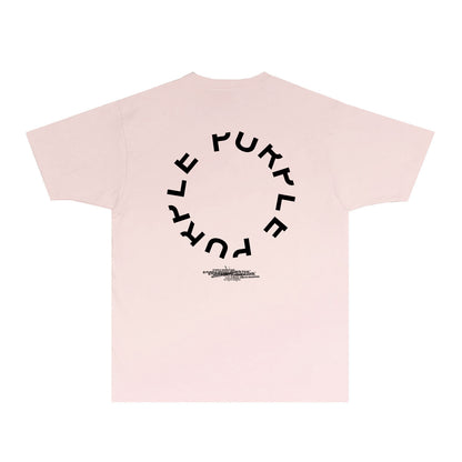 Purple Distressed Circle Letter Graphic T-Shirt Short Sleeve Casual Streetwear Tee PUR104