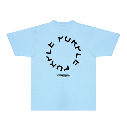 Purple Distressed Circle Letter Graphic T-Shirt Short Sleeve Casual Streetwear Tee PUR104