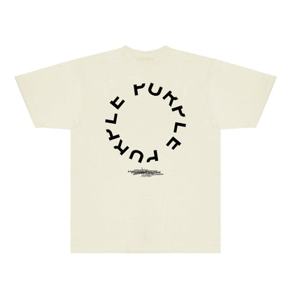 Purple Distressed Circle Letter Graphic T-Shirt Short Sleeve Casual Streetwear Tee PUR104
