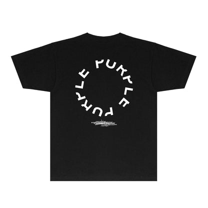 Purple Distressed Circle Letter Graphic T-Shirt Short Sleeve Casual Streetwear Tee PUR104