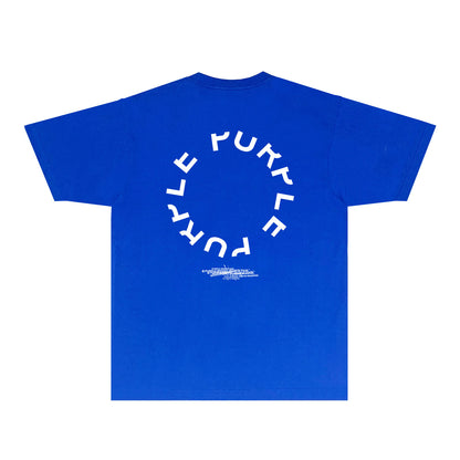 Purple Distressed Circle Letter Graphic T-Shirt Short Sleeve Casual Streetwear Tee PUR104