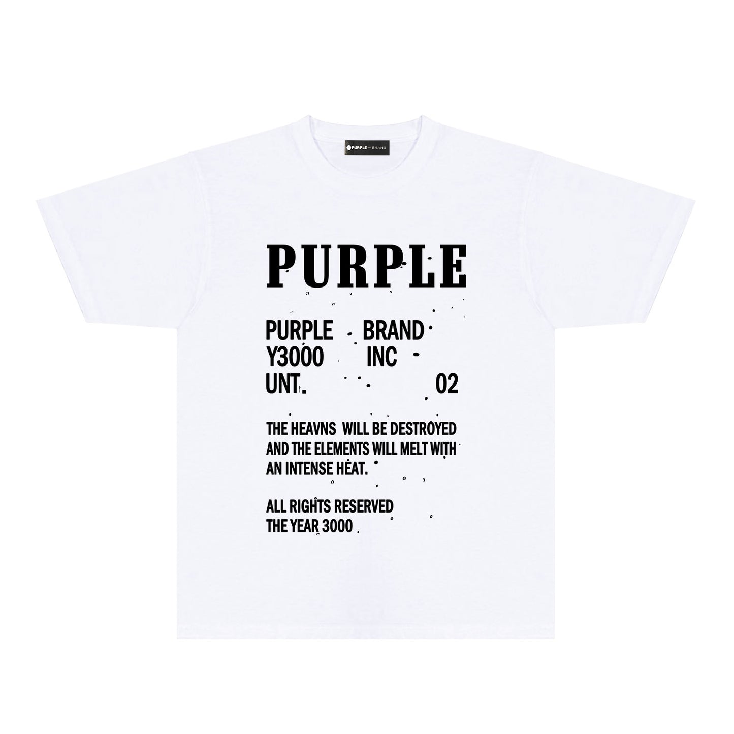 Purple Solid Color Paint Splash Letter Graphic T-Shirt Short Sleeve Casual Streetwear Tee PUR105