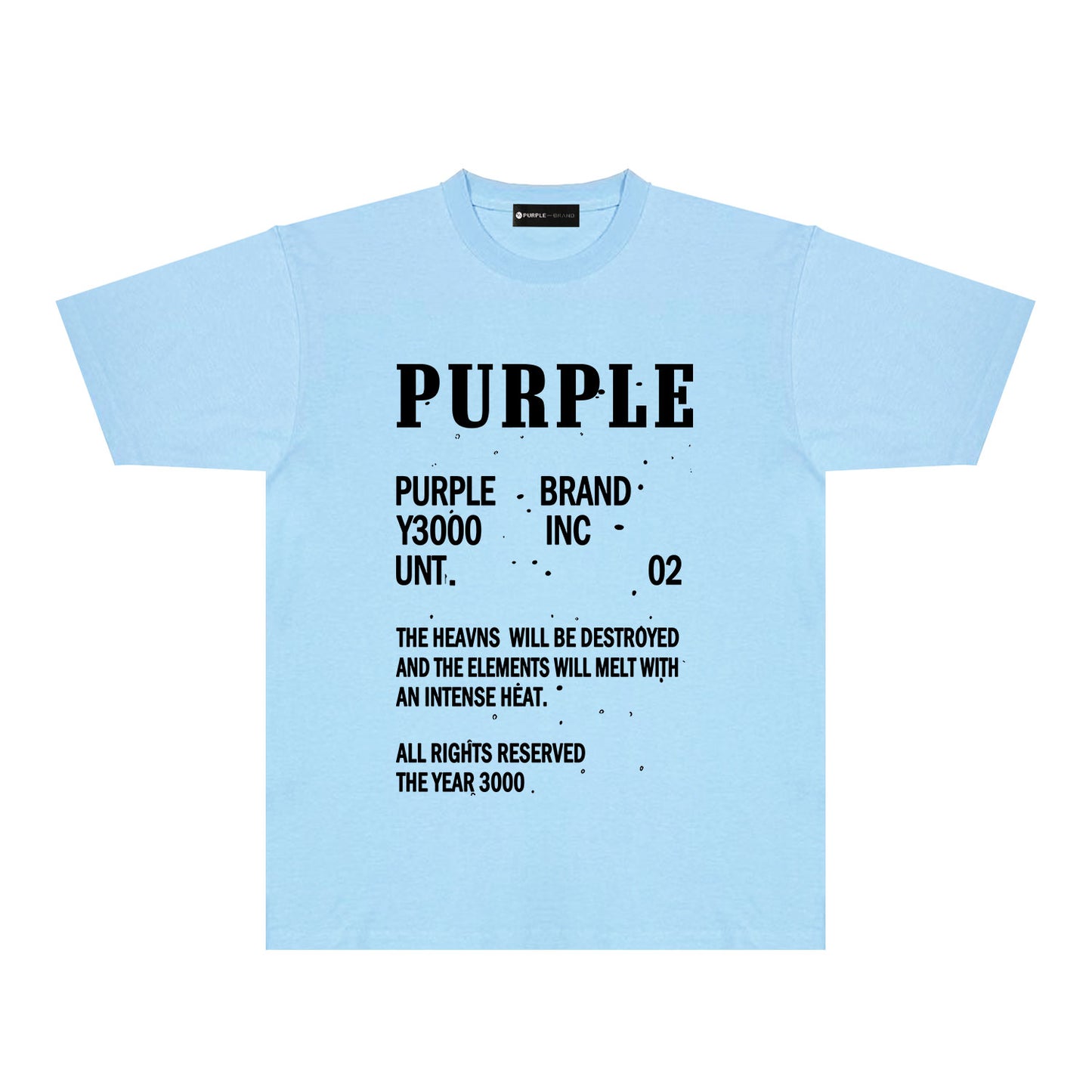 Purple Solid Color Paint Splash Letter Graphic T-Shirt Short Sleeve Casual Streetwear Tee PUR105