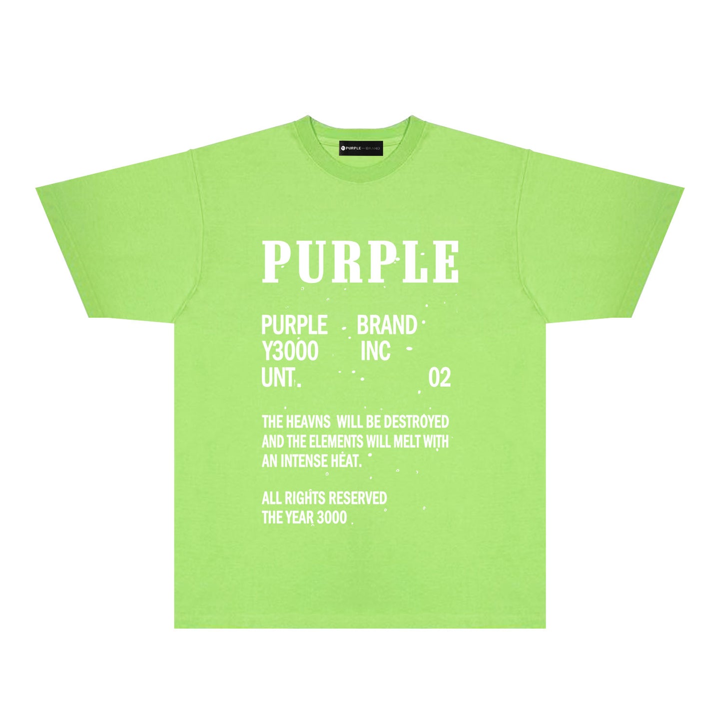 Purple Solid Color Paint Splash Letter Graphic T-Shirt Short Sleeve Casual Streetwear Tee PUR105