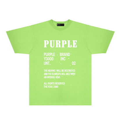 Purple Solid Color Paint Splash Letter Graphic T-Shirt Short Sleeve Casual Streetwear Tee PUR105