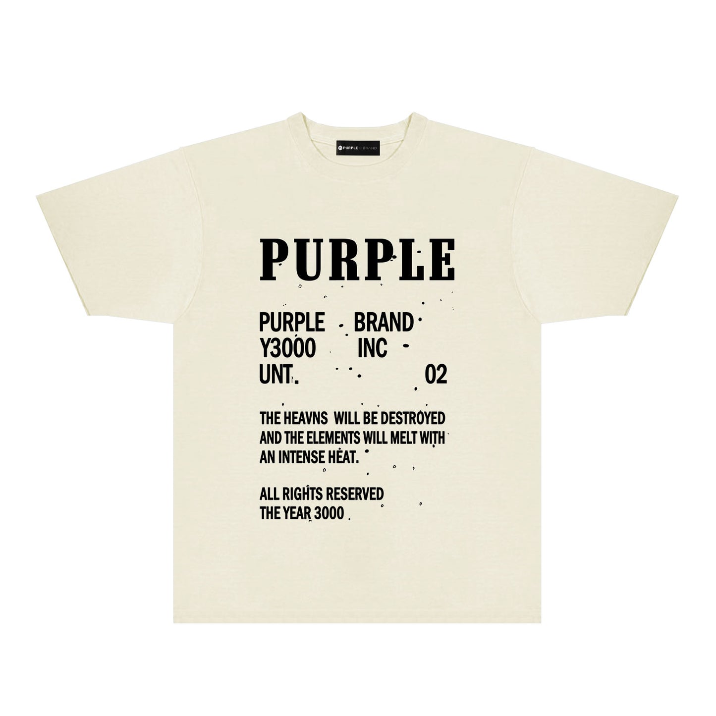 Purple Solid Color Paint Splash Letter Graphic T-Shirt Short Sleeve Casual Streetwear Tee PUR105