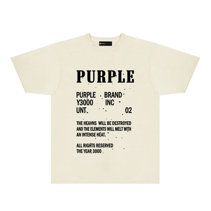 Purple Solid Color Paint Splash Letter Graphic T-Shirt Short Sleeve Casual Streetwear Tee PUR105