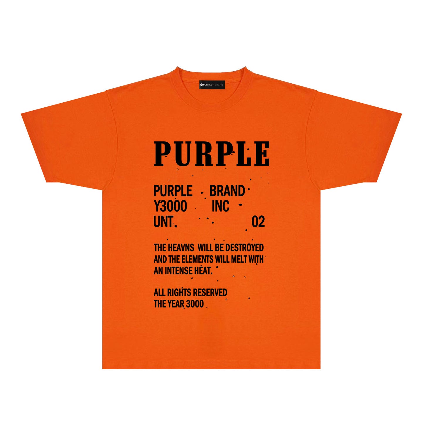 Purple Solid Color Paint Splash Letter Graphic T-Shirt Short Sleeve Casual Streetwear Tee PUR105