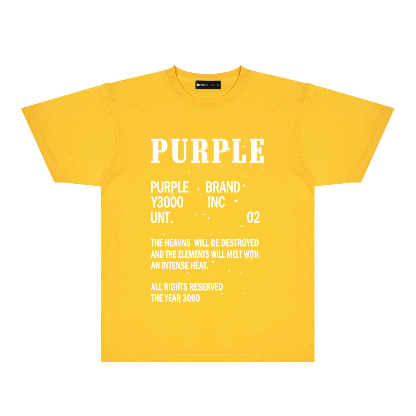 Purple Solid Color Paint Splash Letter Graphic T-Shirt Short Sleeve Casual Streetwear Tee PUR105