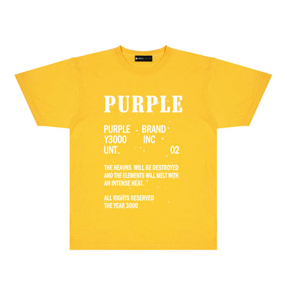 Purple Solid Color Paint Splash Letter Graphic T-Shirt Short Sleeve Casual Streetwear Tee PUR105