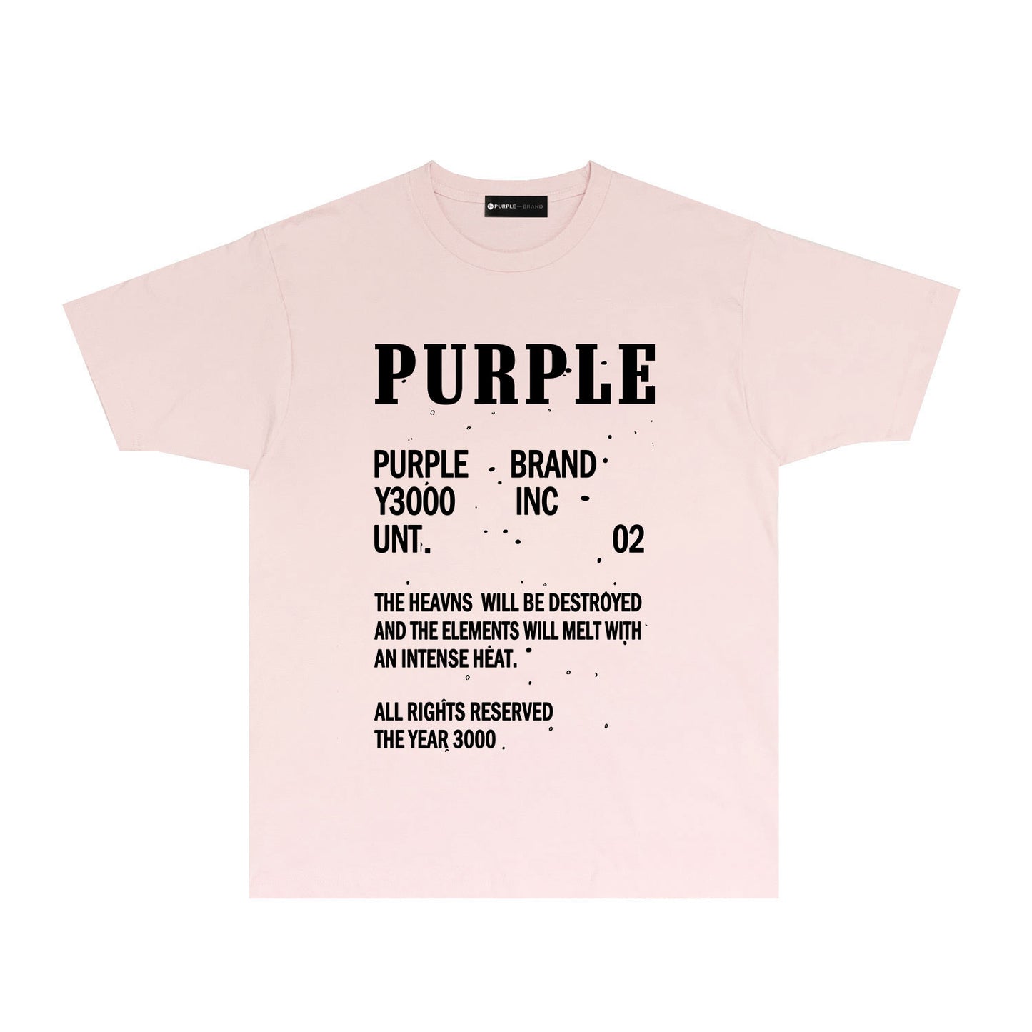 Purple Solid Color Paint Splash Letter Graphic T-Shirt Short Sleeve Casual Streetwear Tee PUR105