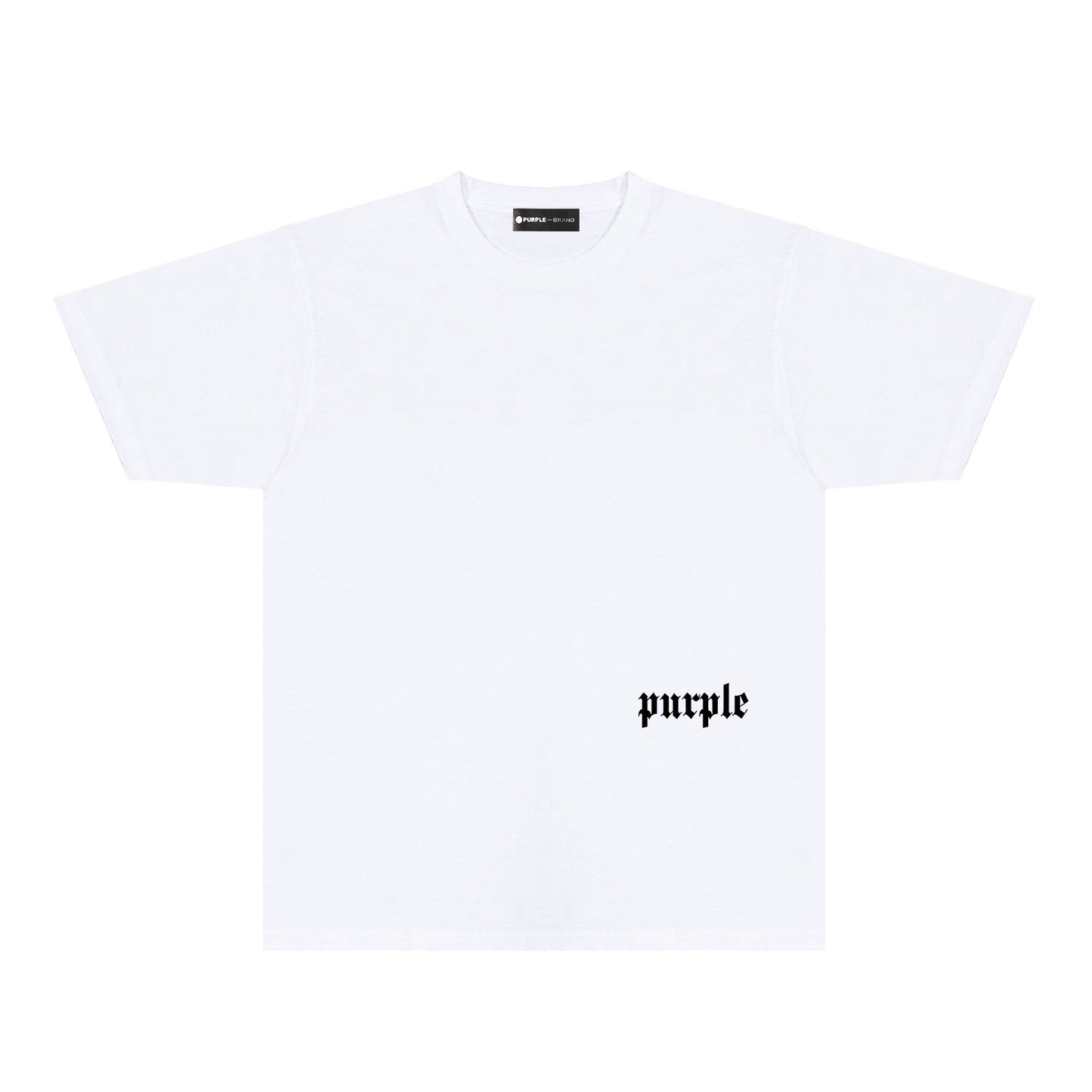 Purple Black White Paint Splash Large Letter Graphic T-Shirt Short Sleeve Casual Streetwear Tee PUR106