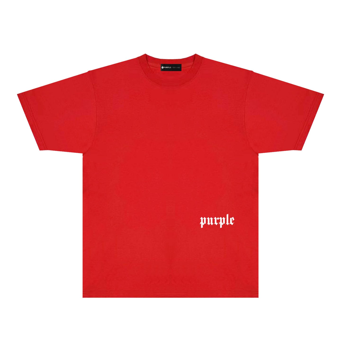 Purple Black White Paint Splash Large Letter Graphic T-Shirt Short Sleeve Casual Streetwear Tee PUR106