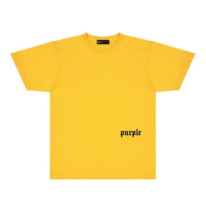 Purple Black White Paint Splash Large Letter Graphic T-Shirt Short Sleeve Casual Streetwear Tee PUR106