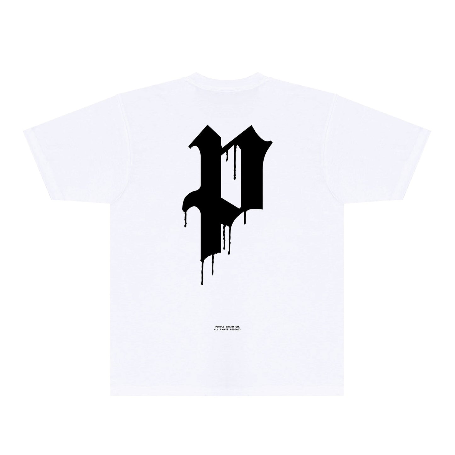 Purple Black White Paint Splash Large Letter Graphic T-Shirt Short Sleeve Casual Streetwear Tee PUR106