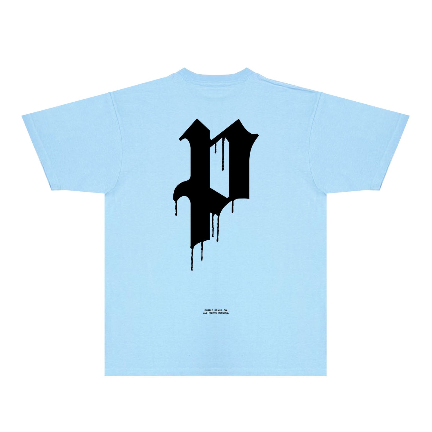 Purple Black White Paint Splash Large Letter Graphic T-Shirt Short Sleeve Casual Streetwear Tee PUR106