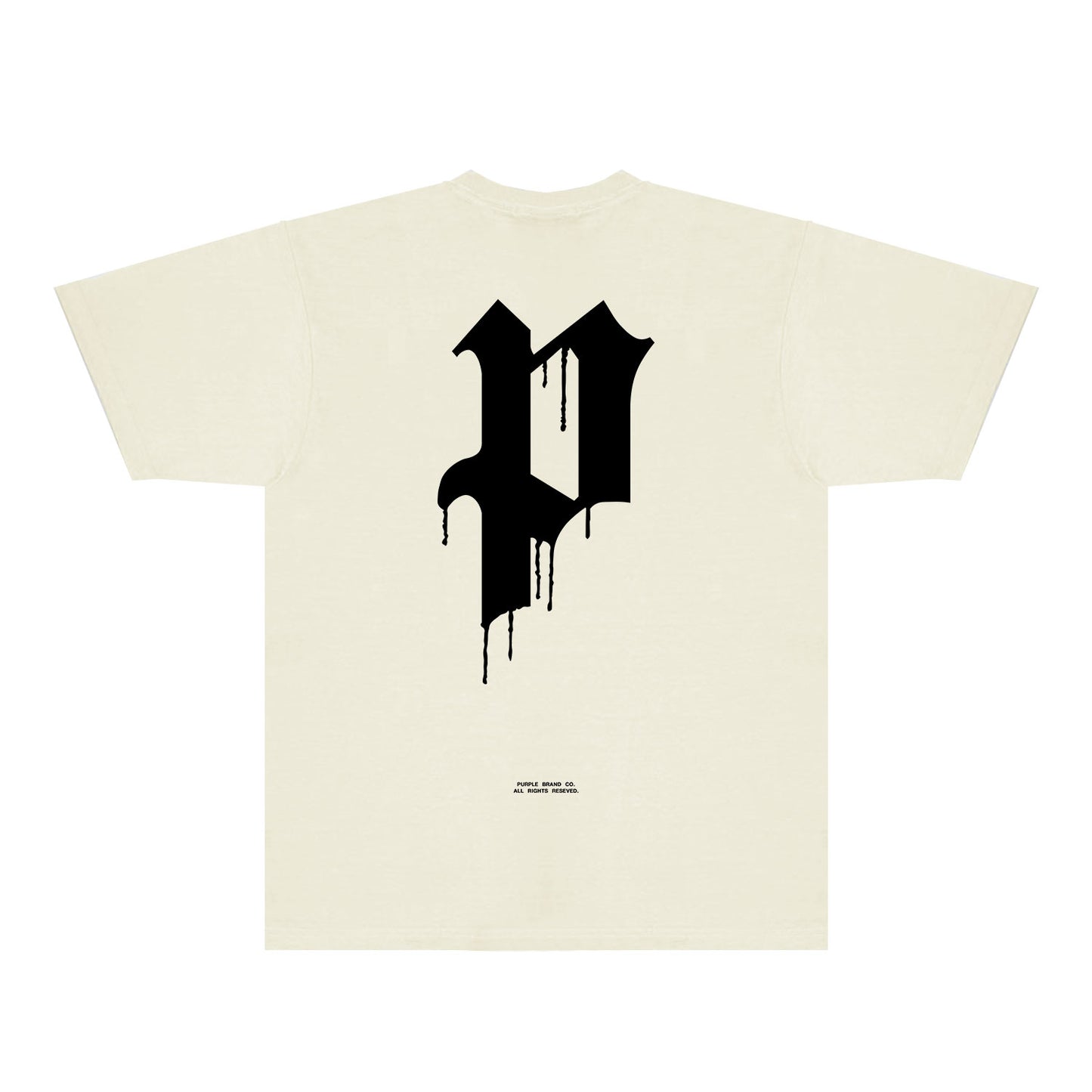 Purple Black White Paint Splash Large Letter Graphic T-Shirt Short Sleeve Casual Streetwear Tee PUR106