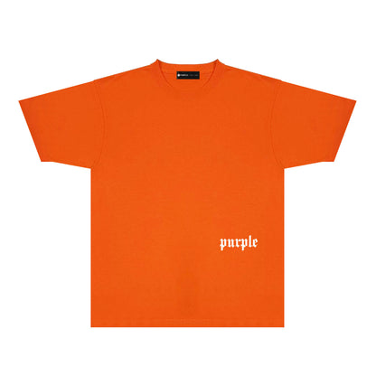Purple Black White Paint Splash Large Letter Graphic T-Shirt Short Sleeve Casual Streetwear Tee PUR106