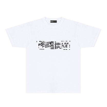Purple Broken Point Letter Graphic T-Shirt Short Sleeve Casual Streetwear Tee PUR108