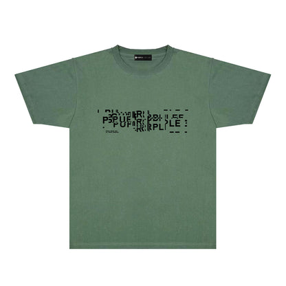 Purple Broken Point Letter Graphic T-Shirt Short Sleeve Casual Streetwear Tee PUR108