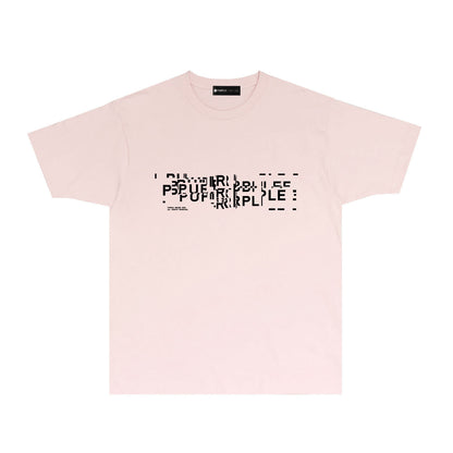Purple Broken Point Letter Graphic T-Shirt Short Sleeve Casual Streetwear Tee PUR108