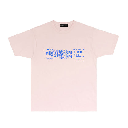 Purple Broken Point Letter Graphic T-Shirt Short Sleeve Casual Streetwear Tee PUR108