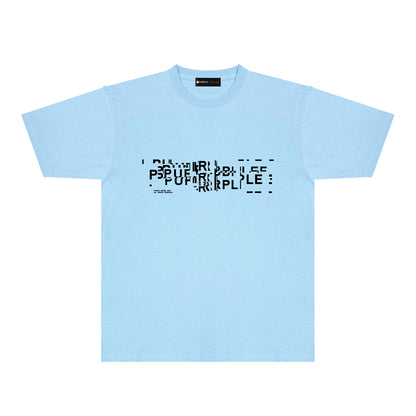 Purple Broken Point Letter Graphic T-Shirt Short Sleeve Casual Streetwear Tee PUR108