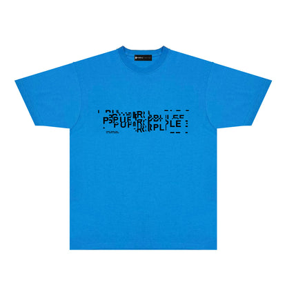 Purple Broken Point Letter Graphic T-Shirt Short Sleeve Casual Streetwear Tee PUR108