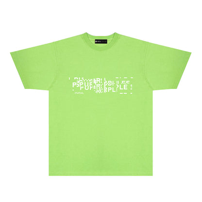 Purple Broken Point Letter Graphic T-Shirt Short Sleeve Casual Streetwear Tee PUR108
