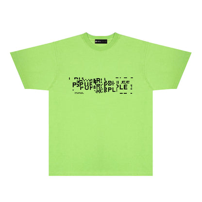 Purple Broken Point Letter Graphic T-Shirt Short Sleeve Casual Streetwear Tee PUR108
