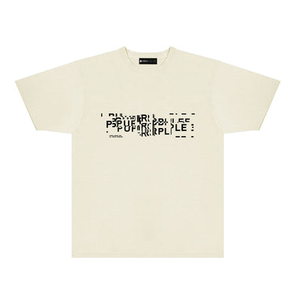 Purple Broken Point Letter Graphic T-Shirt Short Sleeve Casual Streetwear Tee PUR108
