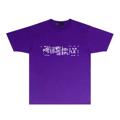 Purple Broken Point Letter Graphic T-Shirt Short Sleeve Casual Streetwear Tee PUR108