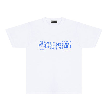 Purple Broken Point Letter Graphic T-Shirt Short Sleeve Casual Streetwear Tee PUR108