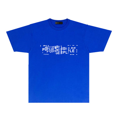 Purple Broken Point Letter Graphic T-Shirt Short Sleeve Casual Streetwear Tee PUR108