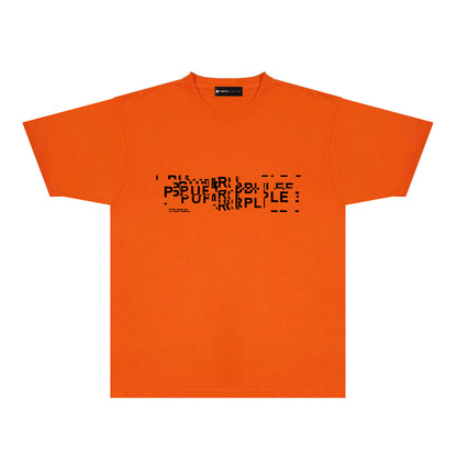 Purple Broken Point Letter Graphic T-Shirt Short Sleeve Casual Streetwear Tee PUR108