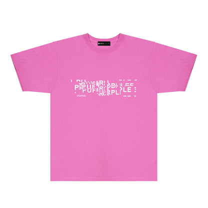 Purple Broken Point Letter Graphic T-Shirt Short Sleeve Casual Streetwear Tee PUR108