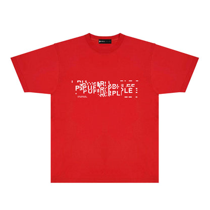 Purple Broken Point Letter Graphic T-Shirt Short Sleeve Casual Streetwear Tee PUR108