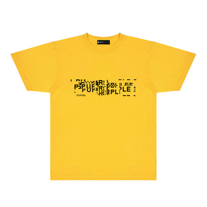 Purple Broken Point Letter Graphic T-Shirt Short Sleeve Casual Streetwear Tee PUR108