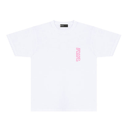 Purple Vertical Paint Splash Letter Graphic T-Shirt Short Sleeve Casual Streetwear Tee PUR110