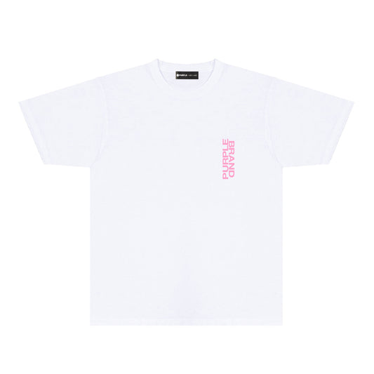 Purple Vertical Paint Splash Letter Graphic T-Shirt Short Sleeve Casual Streetwear Tee PUR110