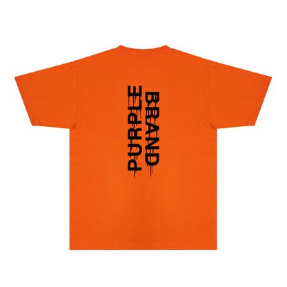 Purple Vertical Paint Splash Letter Graphic T-Shirt Short Sleeve Casual Streetwear Tee PUR110