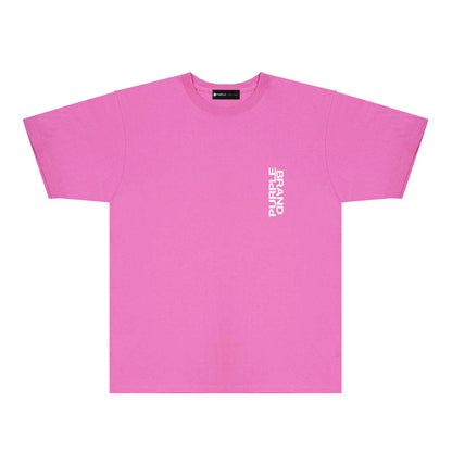 Purple Vertical Paint Splash Letter Graphic T-Shirt Short Sleeve Casual Streetwear Tee PUR110