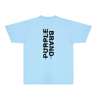 Purple Vertical Paint Splash Letter Graphic T-Shirt Short Sleeve Casual Streetwear Tee PUR110