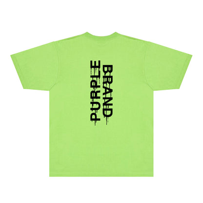 Purple Vertical Paint Splash Letter Graphic T-Shirt Short Sleeve Casual Streetwear Tee PUR110