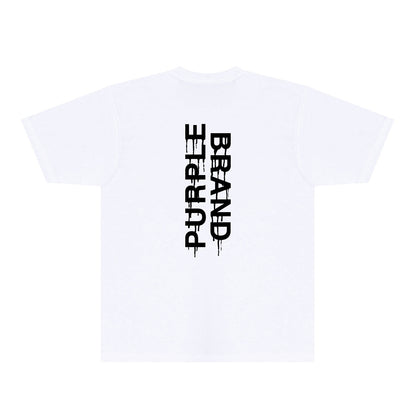 Purple Vertical Paint Splash Letter Graphic T-Shirt Short Sleeve Casual Streetwear Tee PUR110