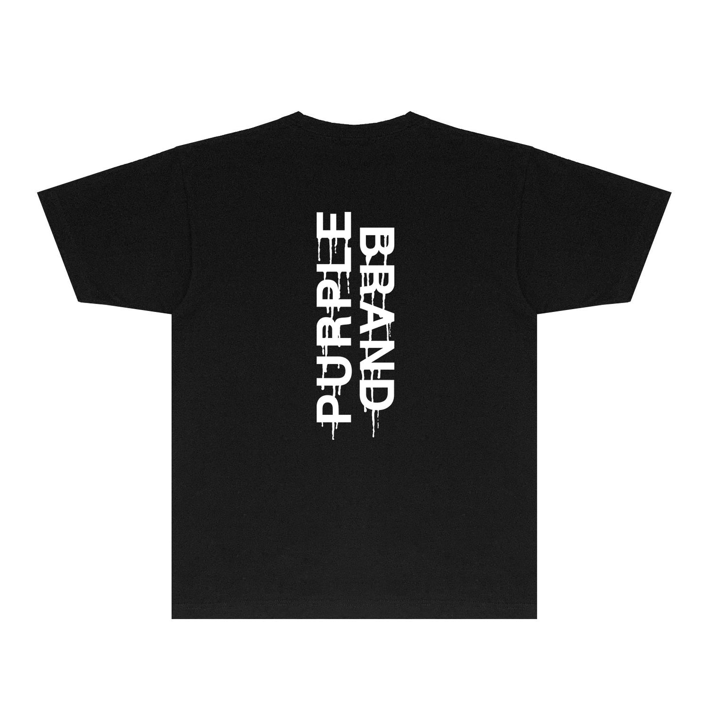 Purple Vertical Paint Splash Letter Graphic T-Shirt Short Sleeve Casual Streetwear Tee PUR110
