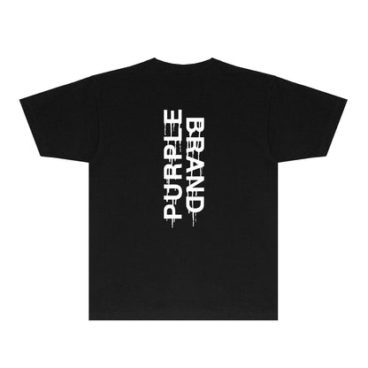 Purple Vertical Paint Splash Letter Graphic T-Shirt Short Sleeve Casual Streetwear Tee PUR110